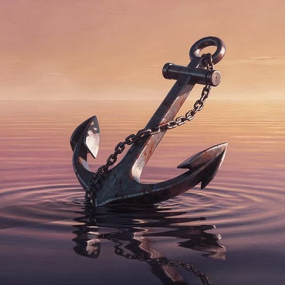 Anchor in still water symbolising reliability